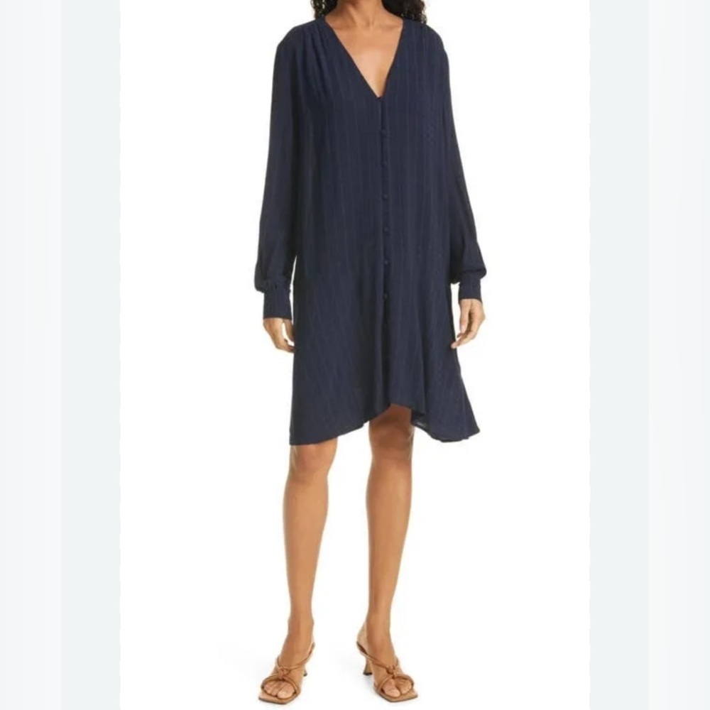 NWT Samsoe Samsoe Jetta Check Mini Dress in Sky Captain Navy Blue Size XS